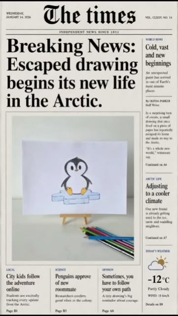 A penguin makes the news — original image from 3D Wonderlab